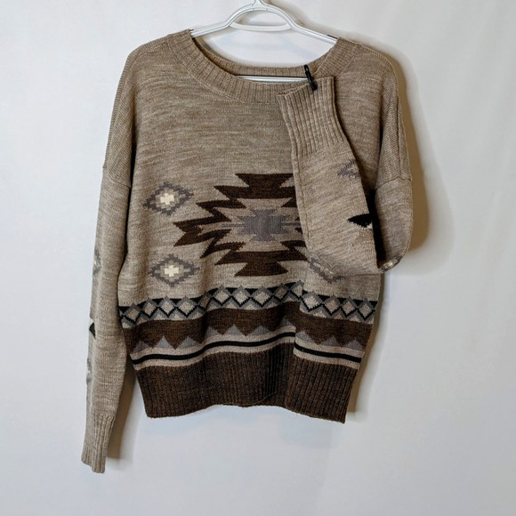 Karen Kane Southwest Neutral Colors Wool Cotton Blend Sweater Size Small - Picture 2 of 6